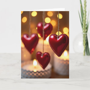 Carte de coeurs lumineux romantiques