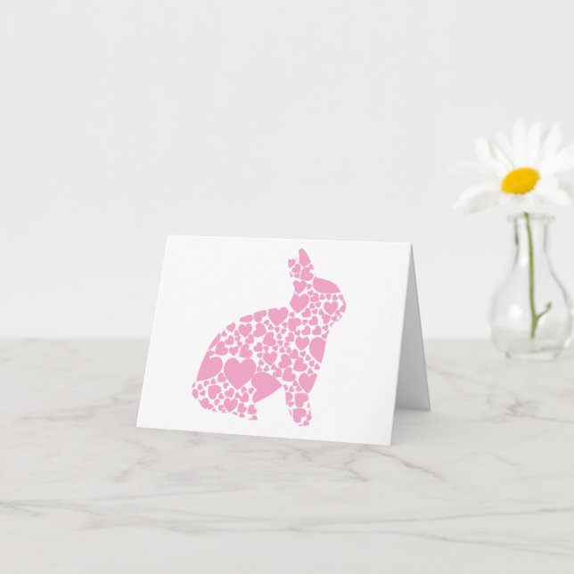 Carte de coeurs roses Je t'aime Bunny (Petite plante)