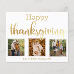 carte de collage de 3 photos chic or thanksgiving