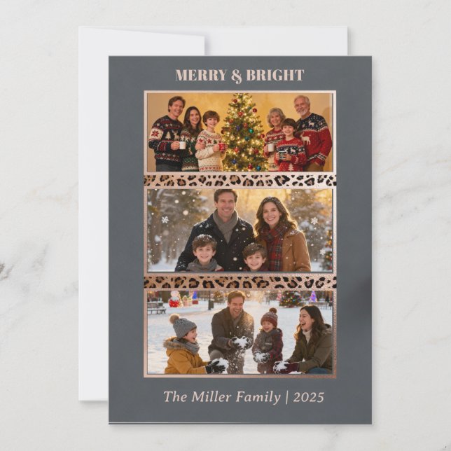 Carte de Collage de Couple Photo Merry & Bright 3 (Devant)