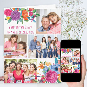 Carte de Collage de Photos Floral Coloré Modifiabl
