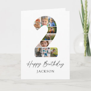 Carte de collage photo d'anniversaire 2 ans minima
