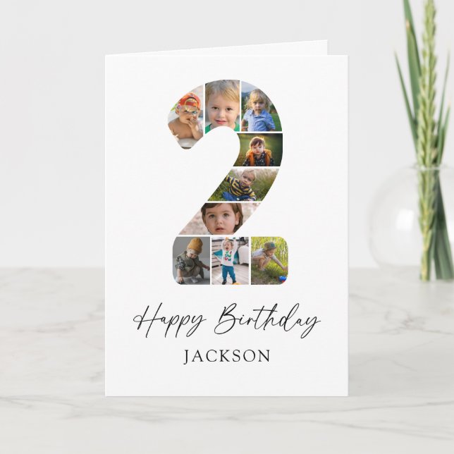 Carte de collage photo d'anniversaire 2 ans minima (Devant)