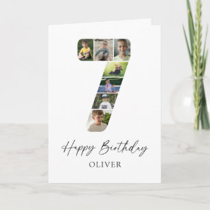 Carte de collage photo moderne d'anniversaire 7 an