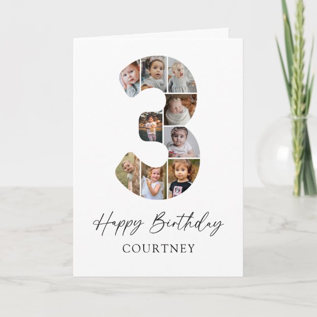 Carte de collage photo moderne pour 3e anniversair (Devant)