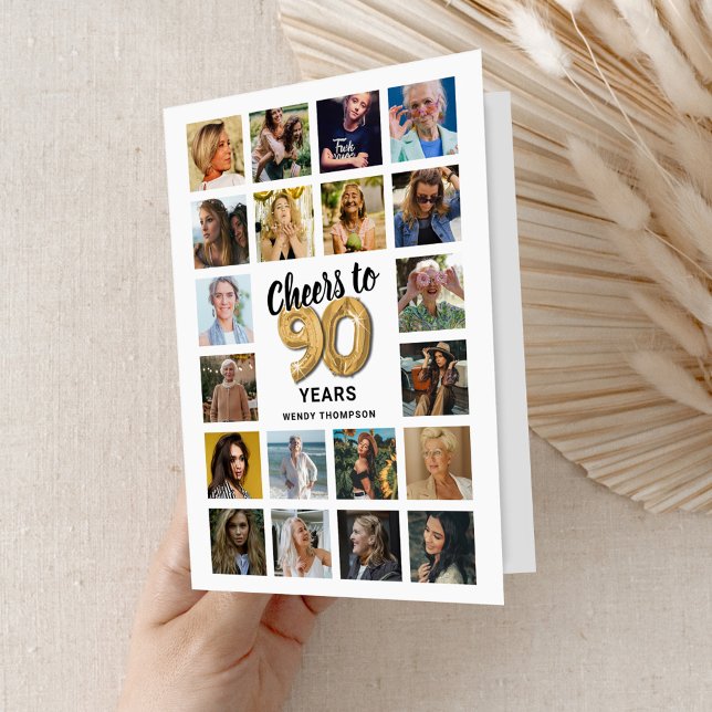Carte de collage photo pour 90e anniversaire (Créateur téléchargé)