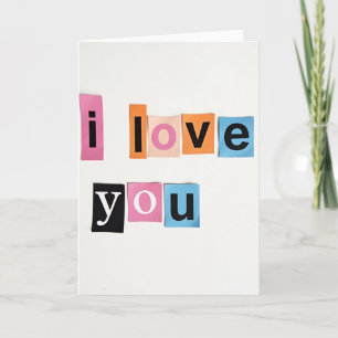 Carte de collage Simple Je t'aime