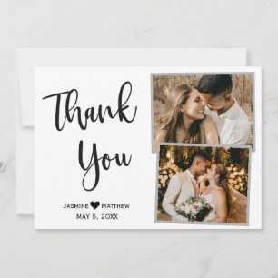 Carte de collection de Merci de Mariage noir blanc