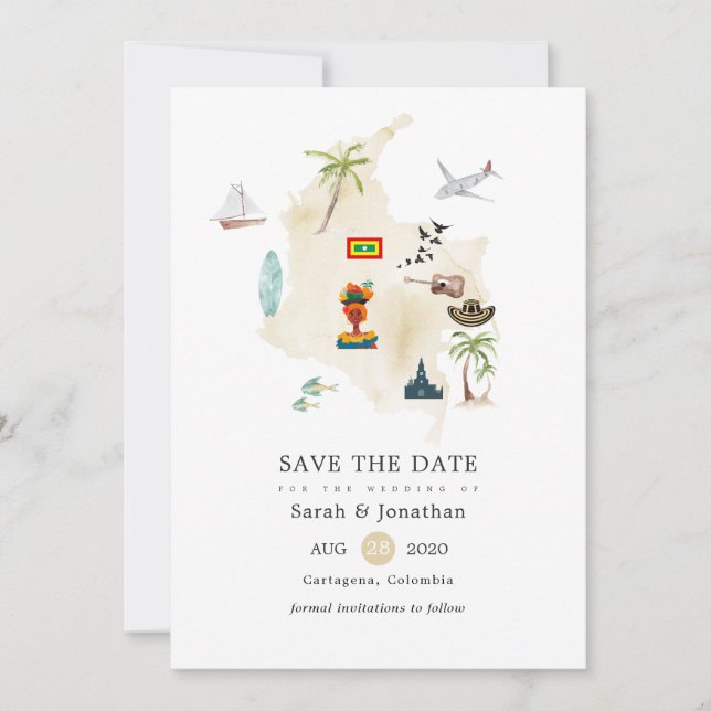 Carte de Colombie Destination de mariage à Cartage (Devant)
