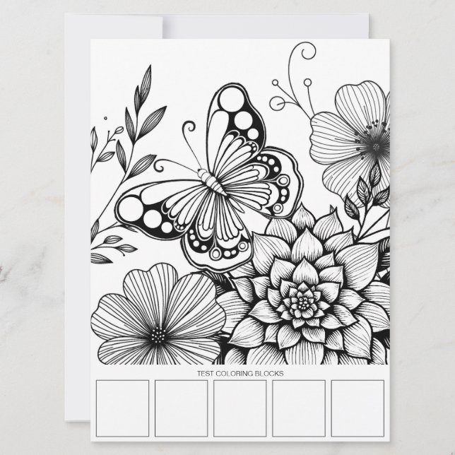 Carte de coloration pour adultes Papillon Art (Devant)