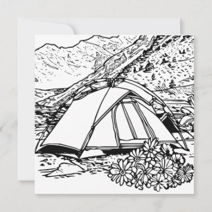 Carte de coloriage à thème du camping