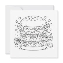 Carte de coloriage de burger de nourriture Noir Bl