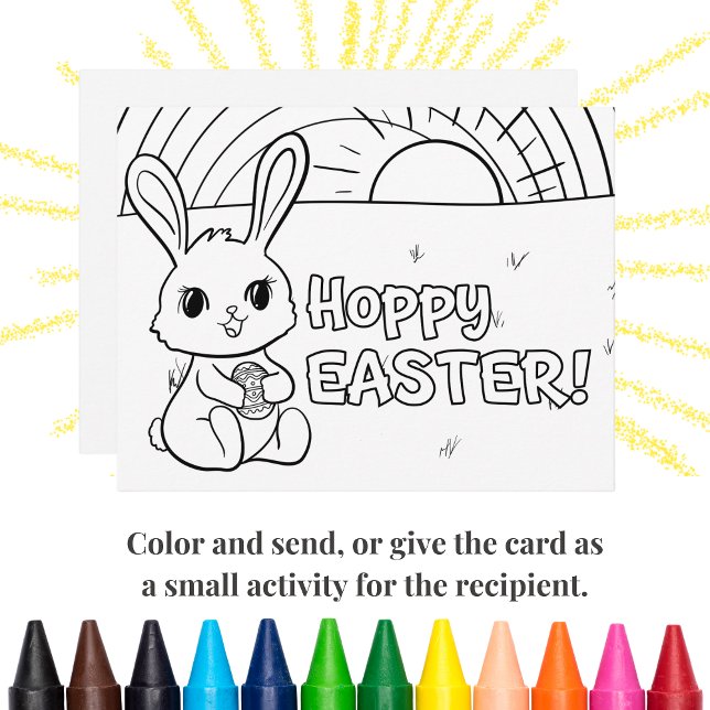 Carte de coloriage de Pâques pour enfants avec lap (A cute card to color and send, or save the coloring for the kid on the receiving end. : )  )