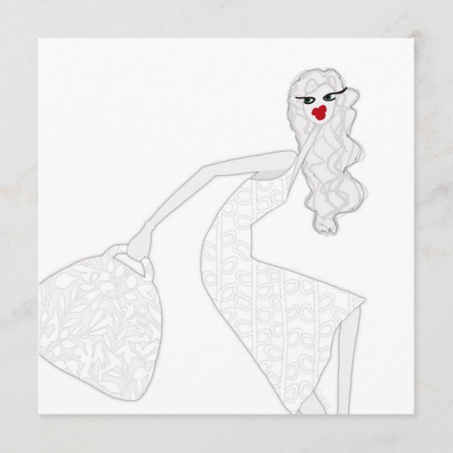 Carte de coloriage fille heureuse dansant glamour (Devant)