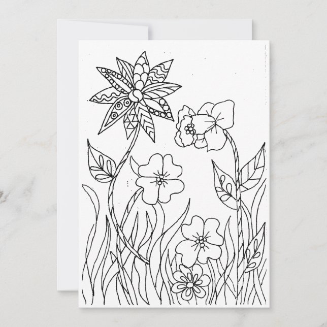 Carte de coloriage Fleurs de Jardin Sauvages (Devant)