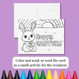 Carte de coloriage Lapin de Pâques joyeux avec Œuf