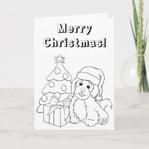 Carte de coloriage pour chiot de Noël