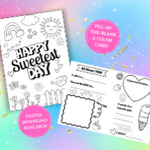 Carte de coloriage pour la journée la plus douce :