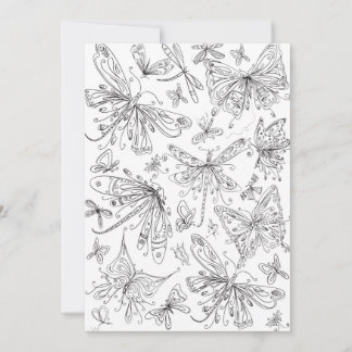 Carte de coloriage Whimsical de libellule de papil