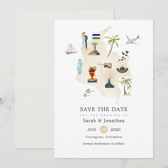 Carte de Columbia Destination de mariage à Cali (Devant / Derrière)