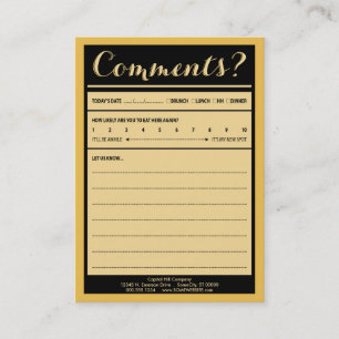 carte de commentaire de restaurant