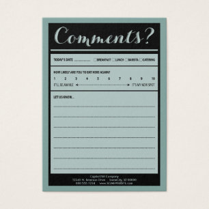 carte de commentaire de restaurant
