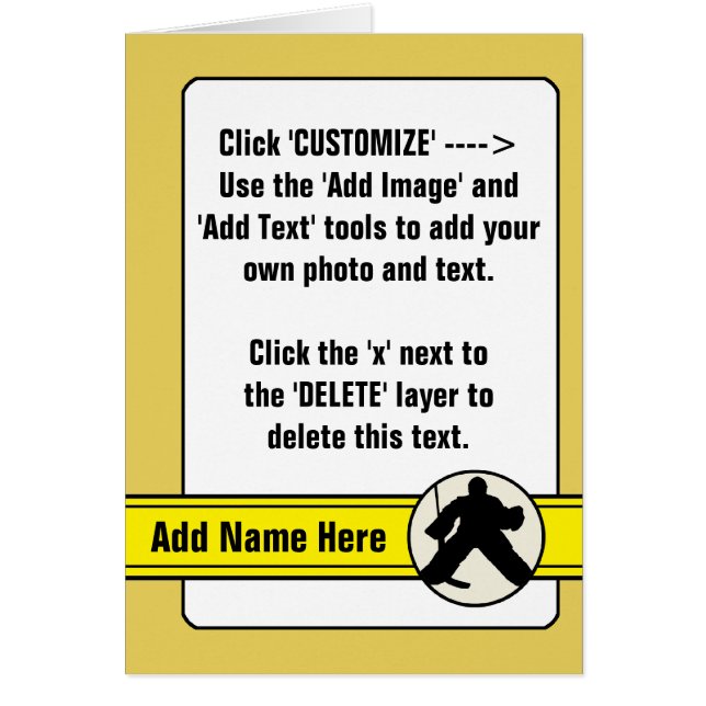 Carte de commerce de gardien de but de hockey pers (Devant)