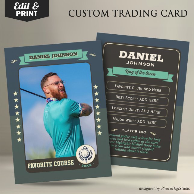 Carte de commerce de golf personnalisée, Carte de  (Custom Golfer Trading Card, Golf Trading Card Custom Gifts for Golfers, Retro Golf Card)
