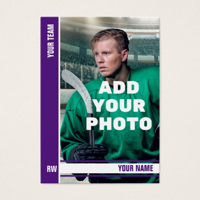 Carte de commerce de hockey à bande violette - Sta (Devant)