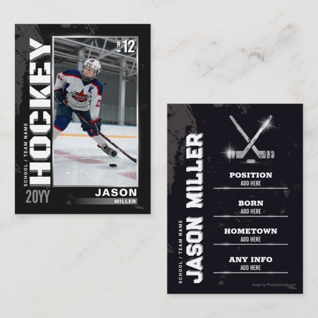 Carte de commerce de hockey, carte de joueur de ho (Devant / Derrière)