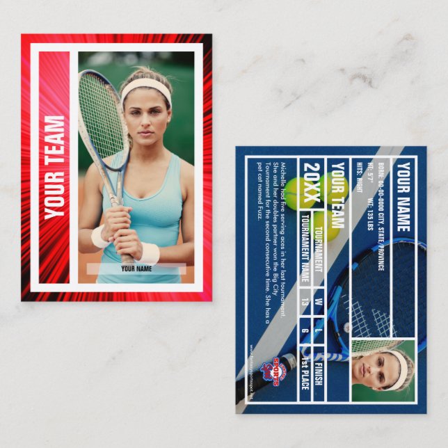 Carte de commerce de l'équipe de tennis - Red Rays (Devant / Derrière)