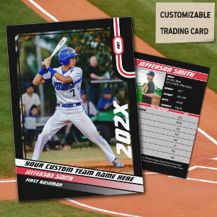 Carte de commerce joueur de baseball Custom Red Gi