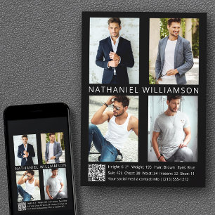 Carte de comp moderne Pro Model Actor 4 Photo QR C