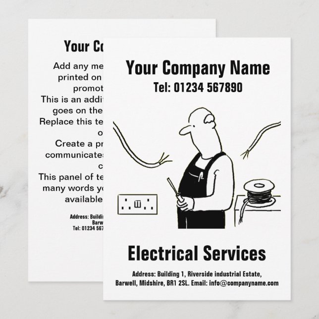 Carte de conception de dessin animé de services él (Devant / Derrière)