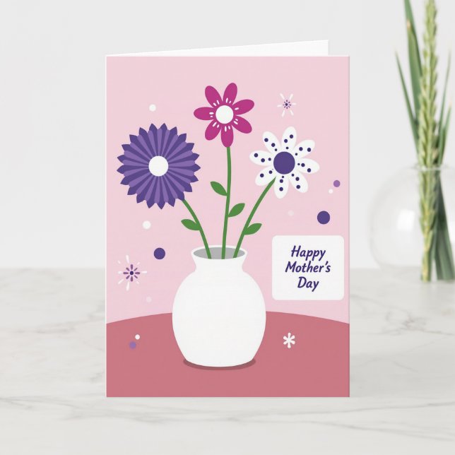 Carte de conception de fleur à pois (Devant)