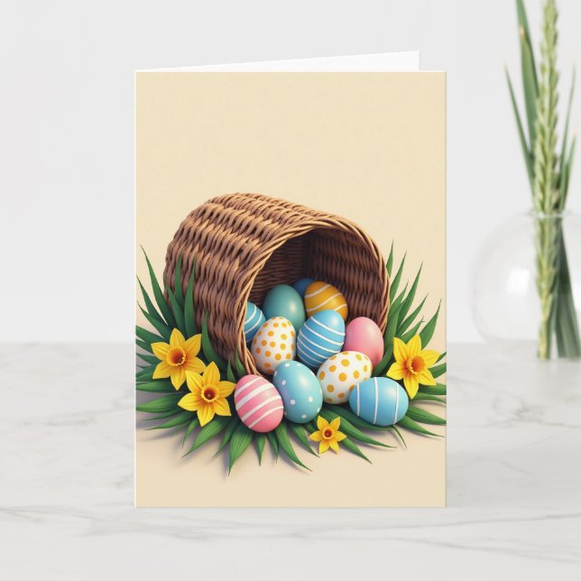 Carte de conception de panier d'œufs de printemps (Devant)