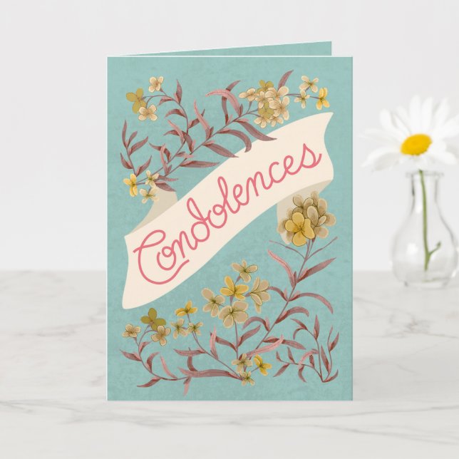 Carte de condoléances Aqua Soft Pastel Floral Bann (Petite plante)