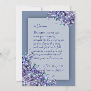 Carte de condoléances aux lilas de printemps bleu 