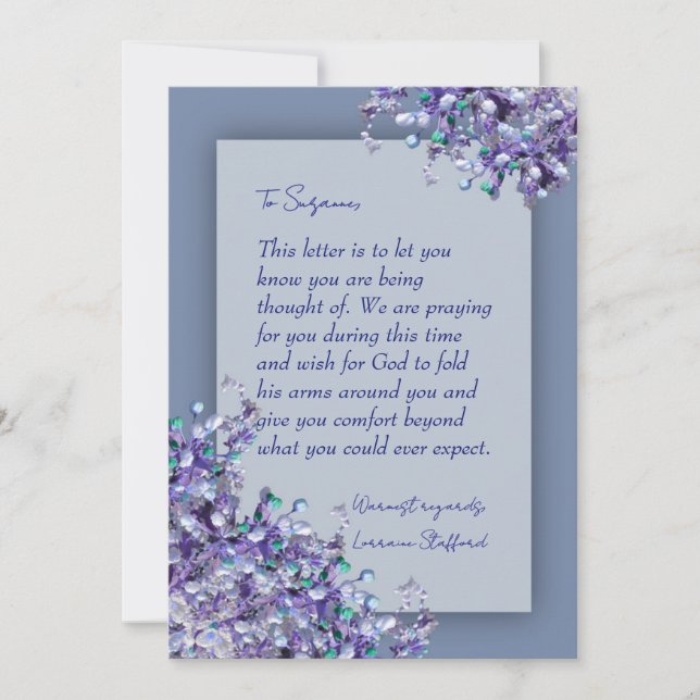 Carte de condoléances aux lilas de printemps bleu  (Devant)
