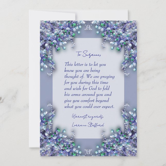 Carte de condoléances aux lilas de printemps bleu  (Devant)
