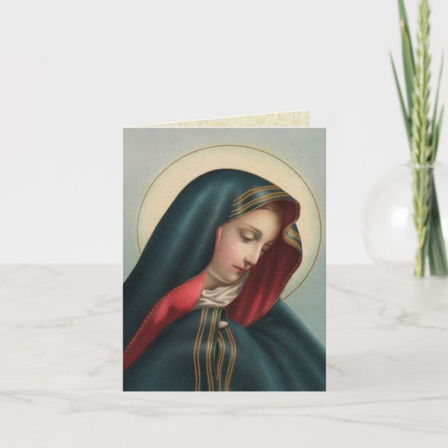 Carte de condoléances catholique de la Vierge Mari (Devant)
