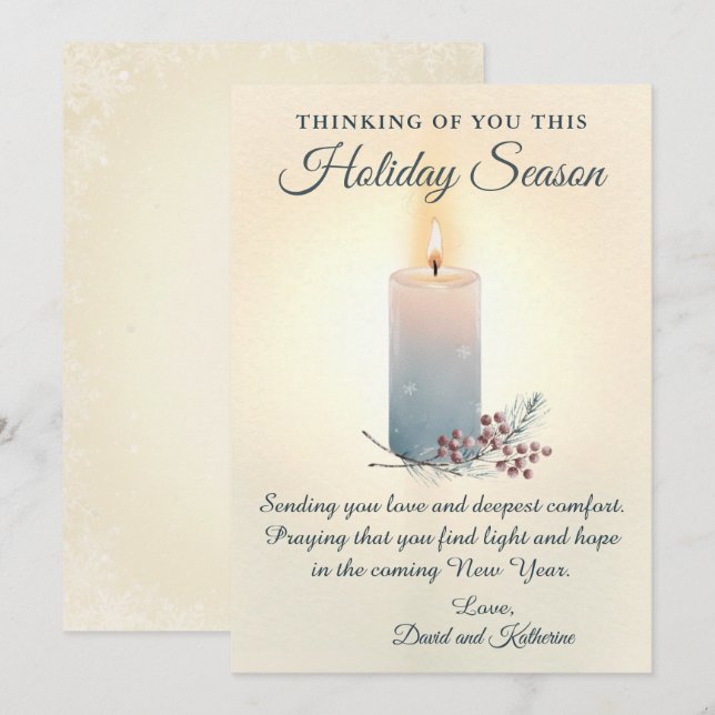Carte de condoléances de Noël à la lumière des bou (Devant / Derrière)