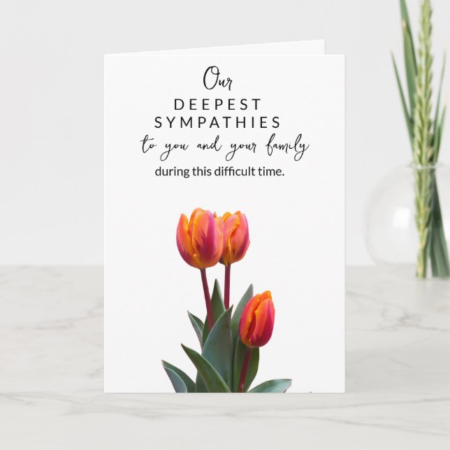 Carte de condoléances élégante aux tulipes | Avec  (Devant)