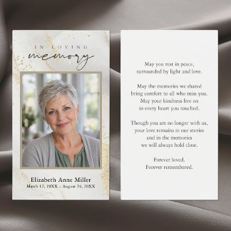 Carte de condoléances élégante avec photo et paill