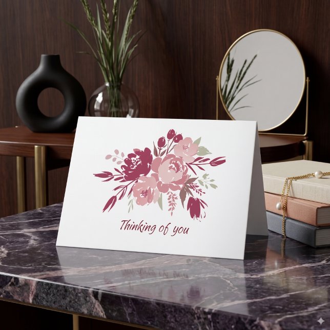 Carte de condoléances florale aquarelle rose et bo (Créateur téléchargé)