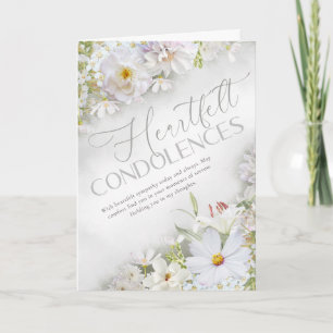 Carte de condoléances florale blanche sincère