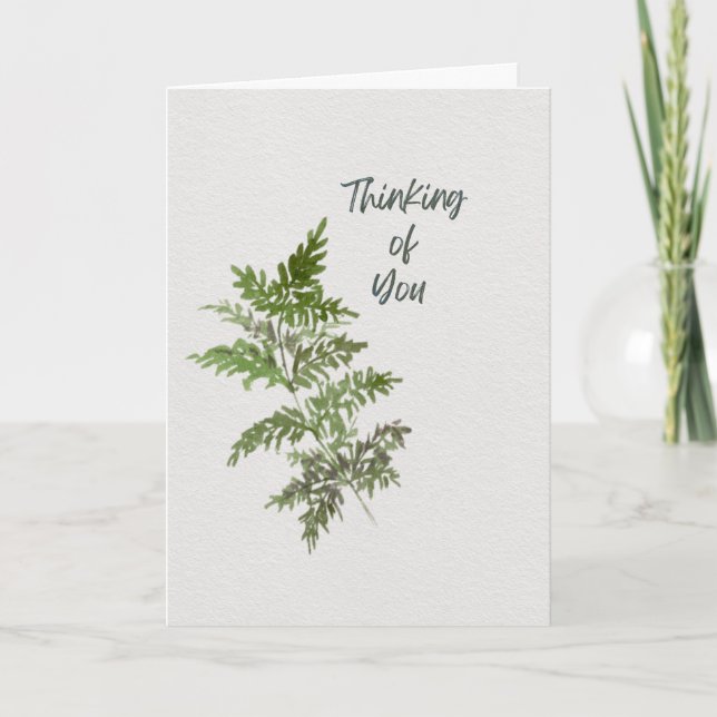 Carte de condoléances – Fougère verte aquarelle Av (Devant)