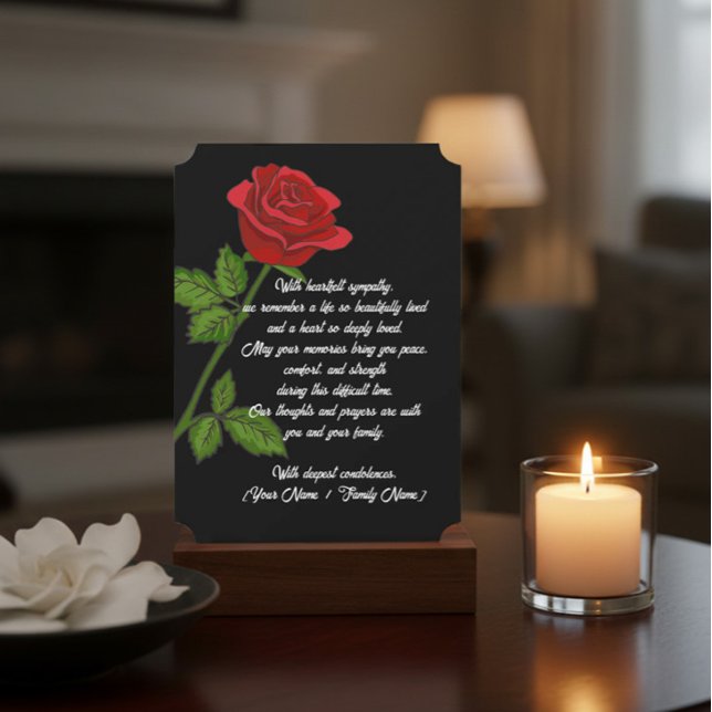 Carte de condoléances personnalisée avec une rose  (Créateur téléchargé)