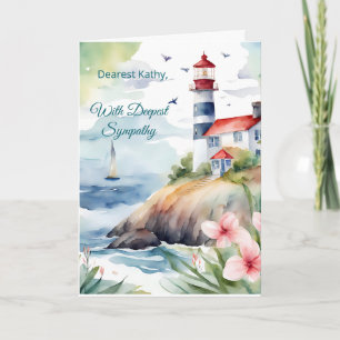 Carte de condoléances Phare à l'aquarelle Avec Pro