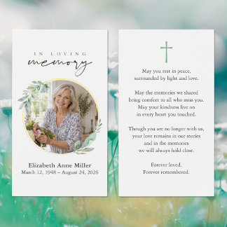 Carte de condoléances photo croix de couronne vert
